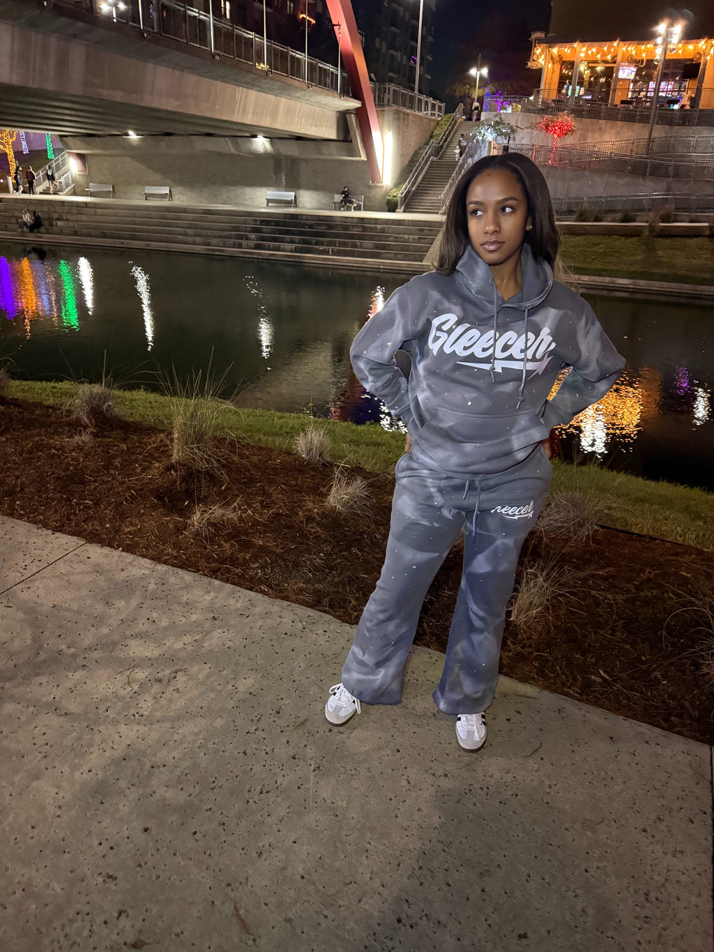 Gleecer Grey Acid Wash Rhinestone Set